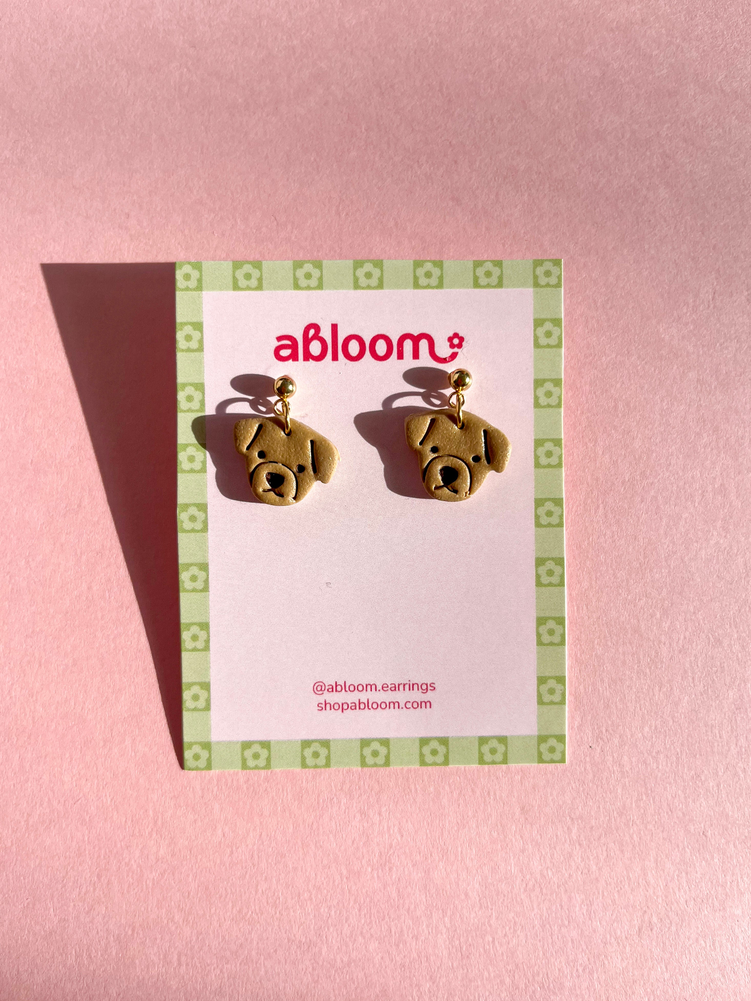 Cute handmade dog earrings made from polymer clay
