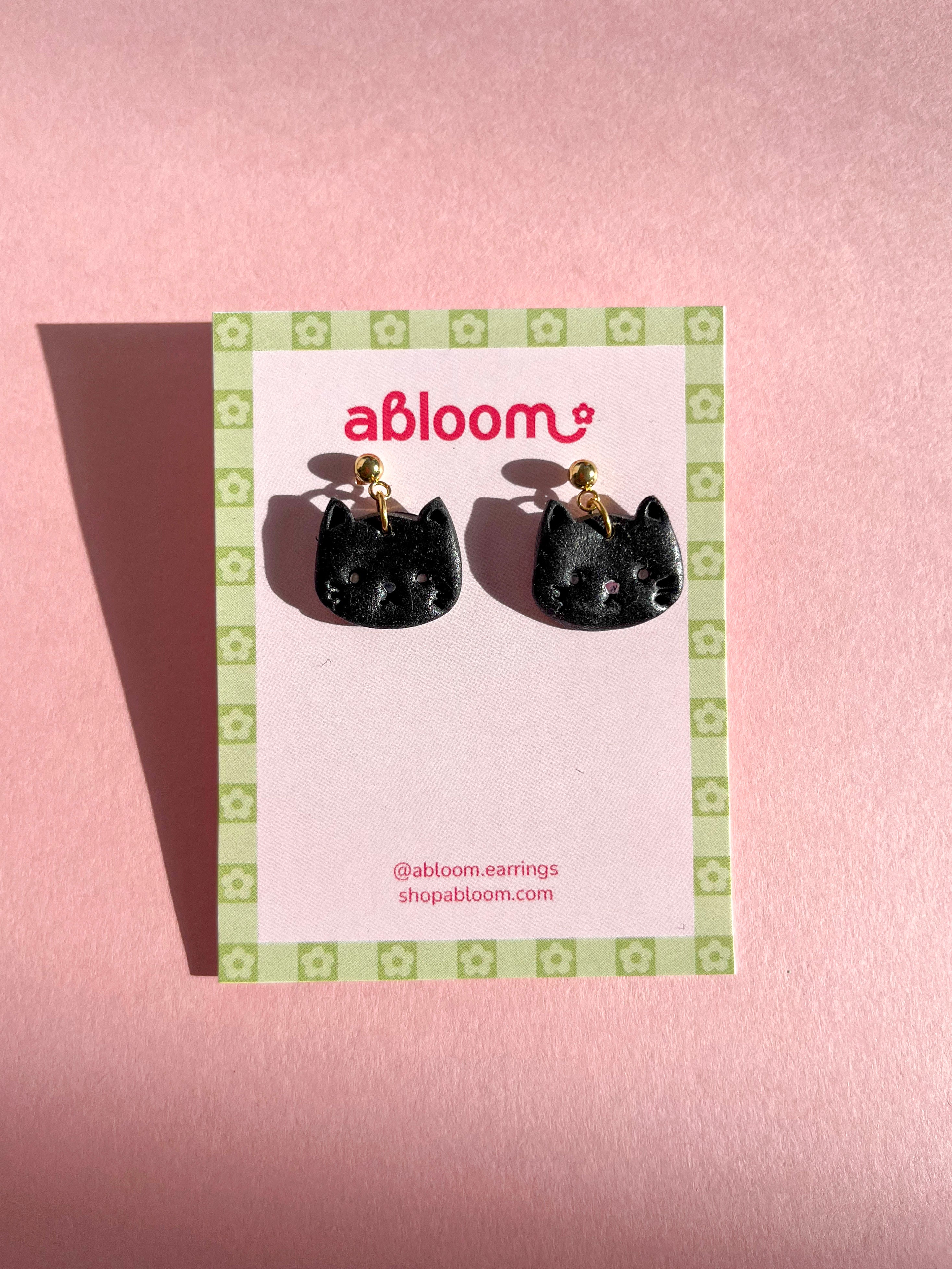 Cute handmade cat earrings made from polymer clay