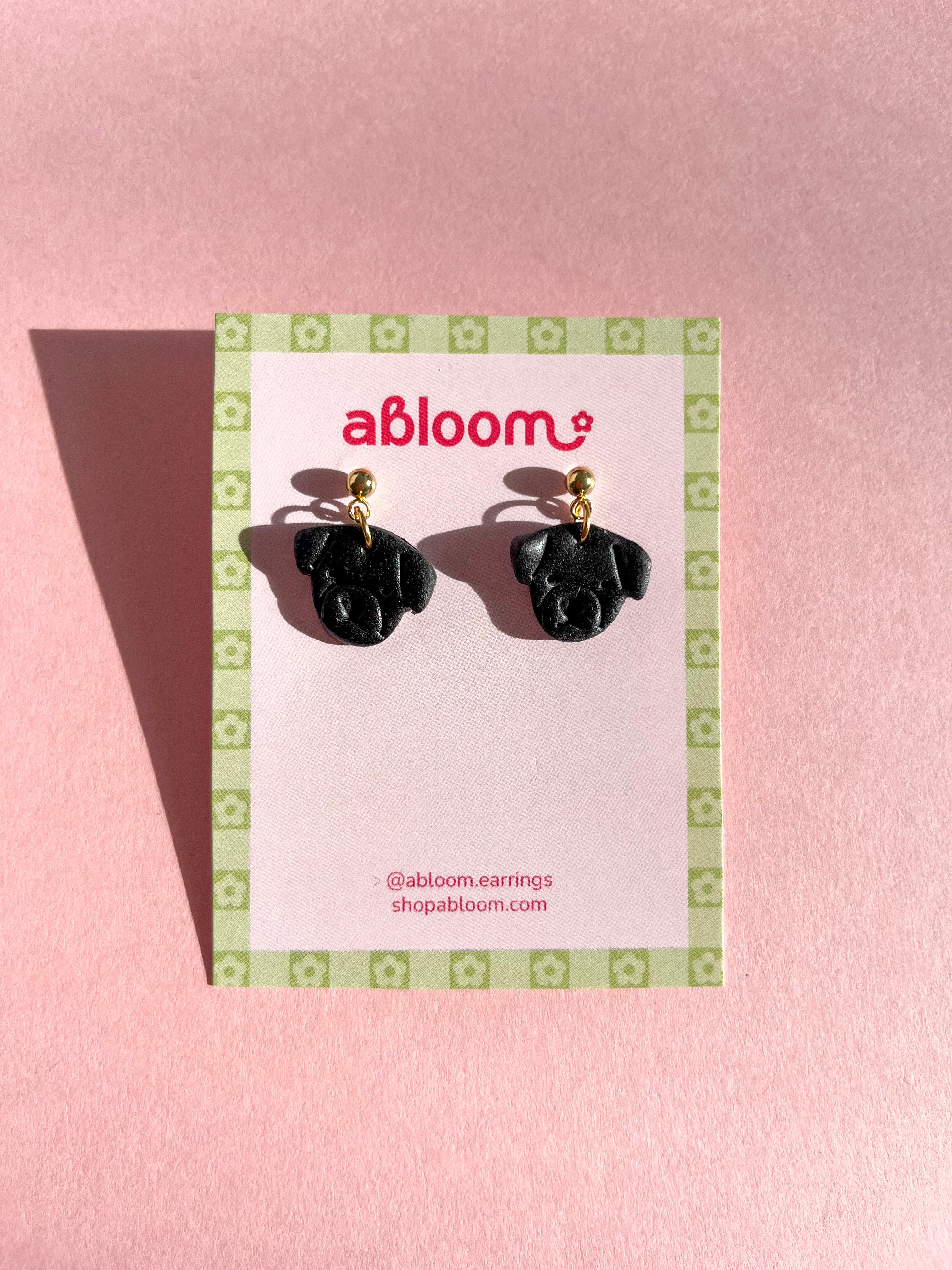 Cute handmade dog earrings made from polymer clay