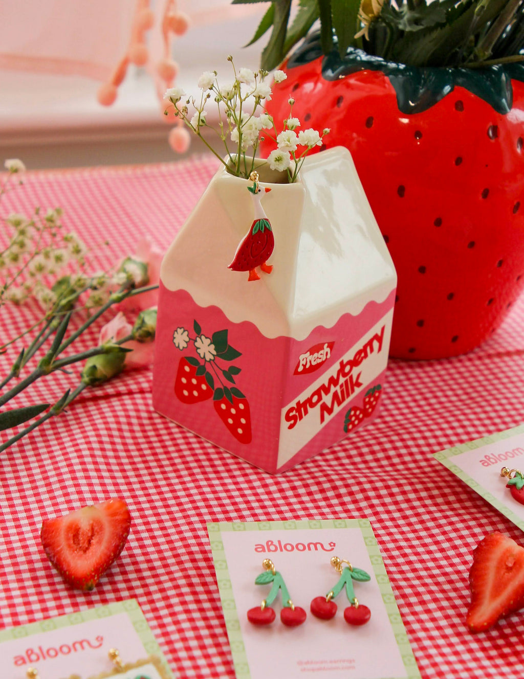 Strawberry Goose Earrings