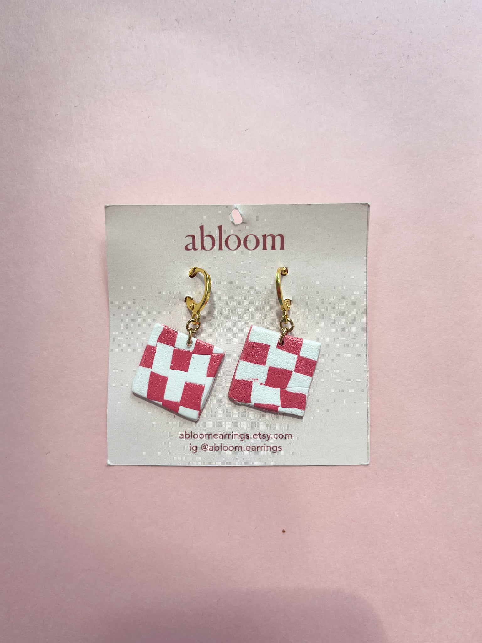 Pink Checkered Earrings (Oopsy Daisy Collection)