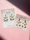 Beige Checkered Earrings (Oopsy Daisy Collection)