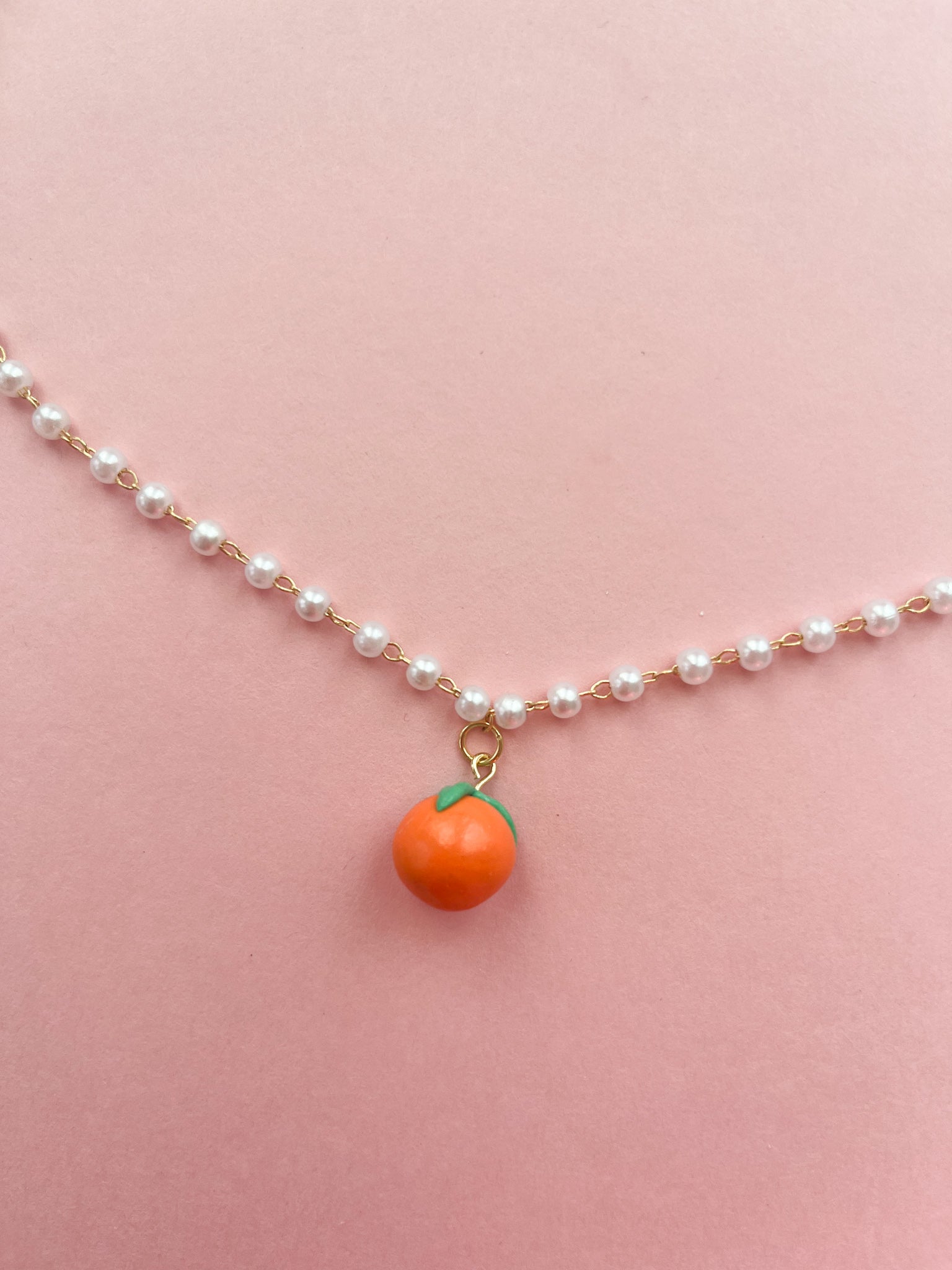 Orange Clay Charm Necklace (Oopsy Daisy Collection)