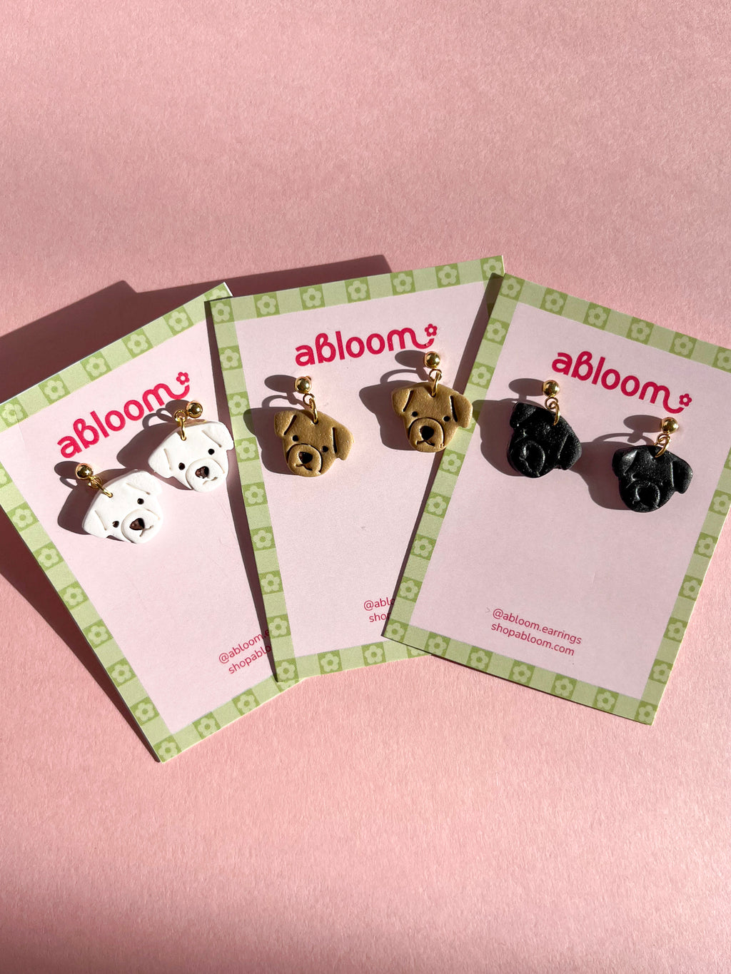 Cute handmade dog earrings made from polymer clay