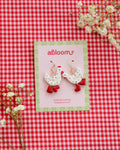 chickens wearing rainboots earrings