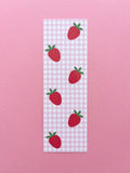 bookmark with strawberry pattern on a pink background